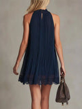 Cutout Pleated Lace-Trim Mini Dress