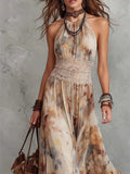 Floral Lace Halter Maxi Dress