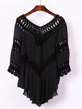 Flowy Crochet-Trim Beach Cover-Up Dress