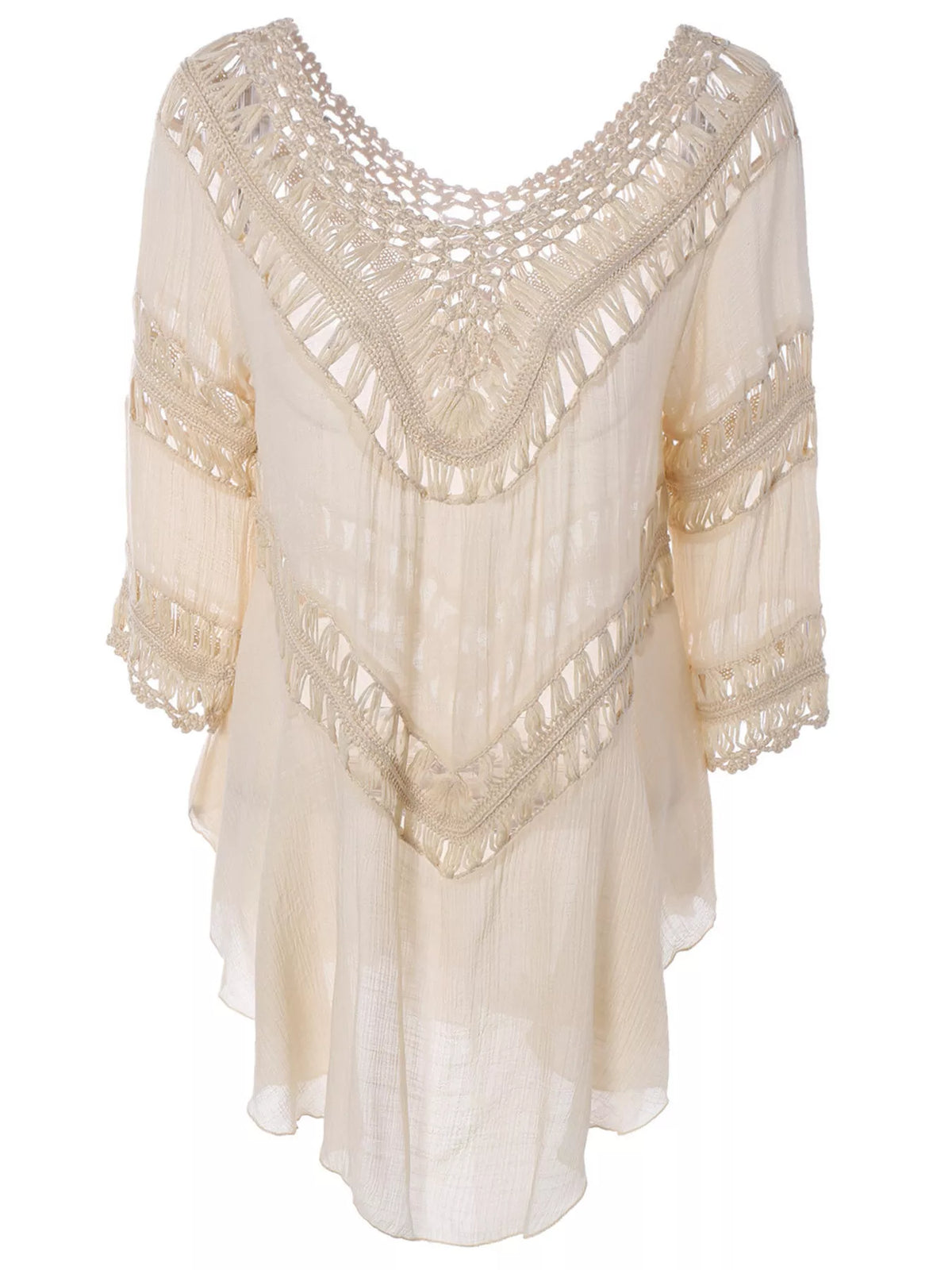 Flowy Crochet-Trim Beach Cover-Up Dress