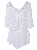 Flowy Crochet-Trim Beach Cover-Up Dress