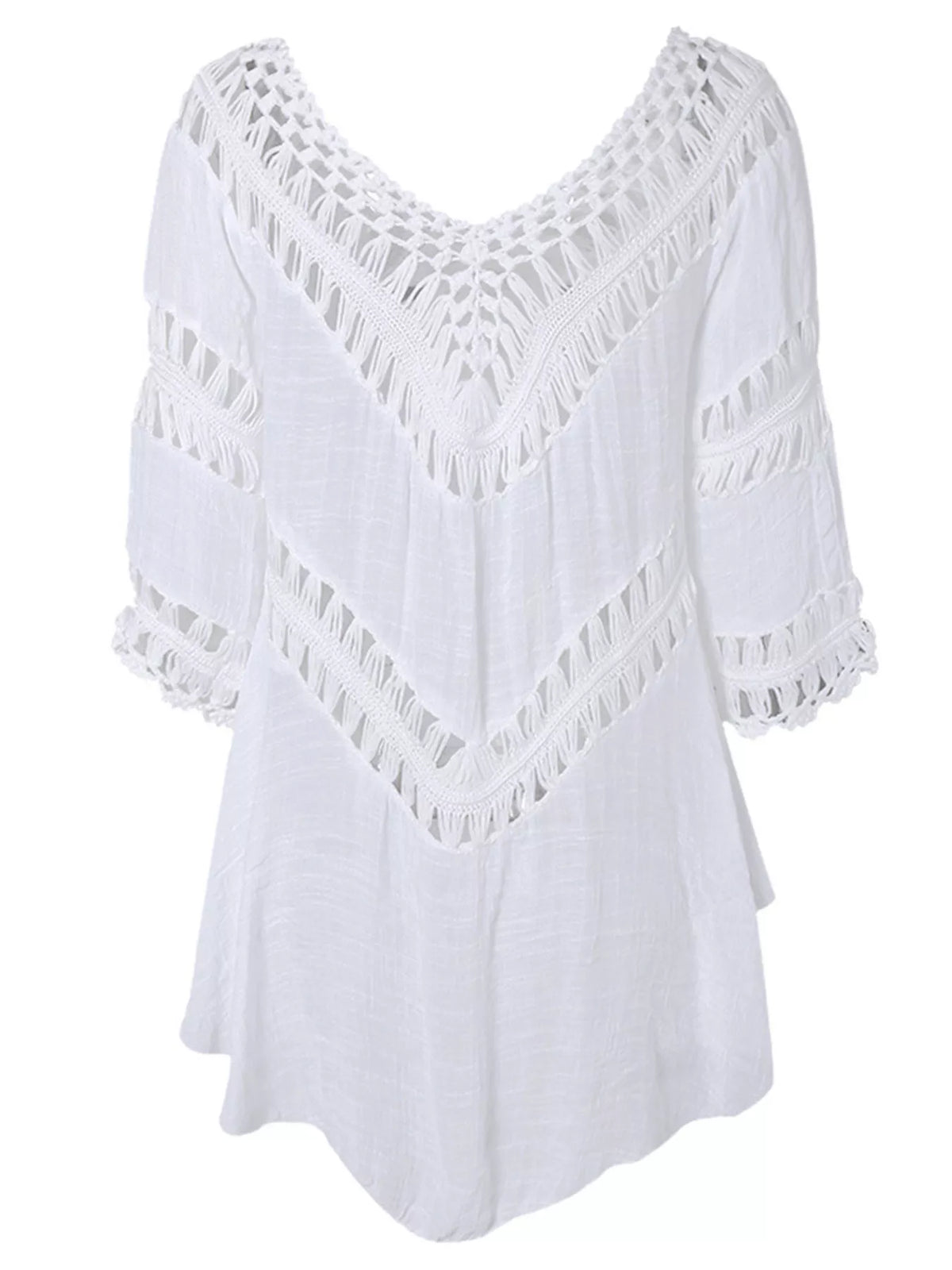 Flowy Crochet-Trim Beach Cover-Up Dress