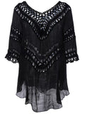 Flowy Crochet-Trim Beach Cover-Up Dress