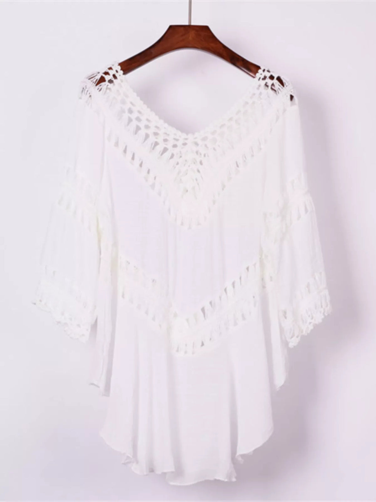 Flowy Crochet-Trim Beach Cover-Up Dress