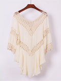 Flowy Crochet-Trim Beach Cover-Up Dress Apricot / One Size
