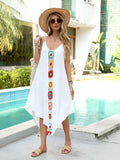Flowy Crochet-Trim Beach Cover-Up Midi Dress White / One Size