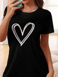 Heart Print Short Sleeve Lounge Dress