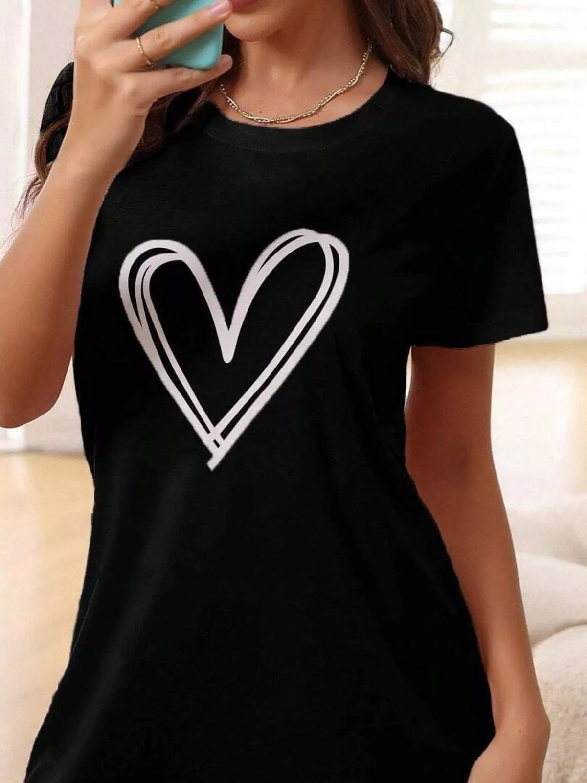 Heart Print Short Sleeve Lounge Dress