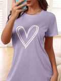 Heart Print Short Sleeve Lounge Dress