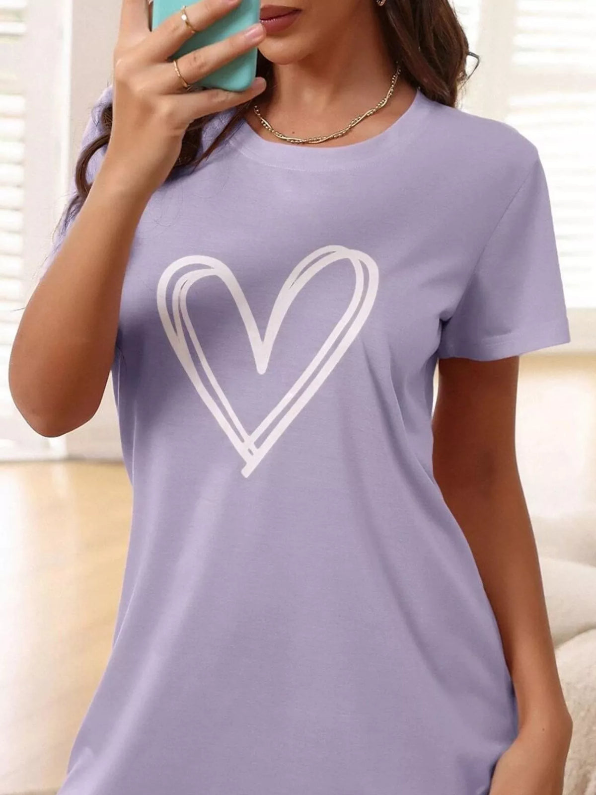 Heart Print Short Sleeve Lounge Dress