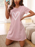 Heart Print Short Sleeve Lounge Dress