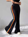 High-Waisted Side-Stripe Flare Active Pants