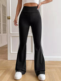 High-Waisted Side-Stripe Flare Active Pants Black and White Strips / S