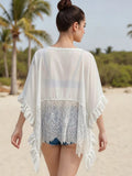 Lace-Trim Ruffled Sheer Beach Cover-Up