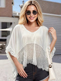 Lace-Trim Ruffled Sheer Beach Cover-Up