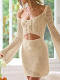 Women’s Lace-Up Beach Cover Ups Cream / S