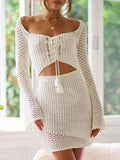 Women’s Lace-Up Beach Cover Ups White / S