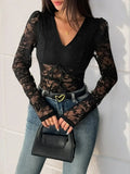 Women’s Lace V-Neck Bodysuit Black / S