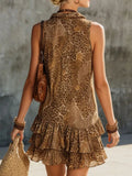 Leopard Print Ruffle-Hem Mini Dress