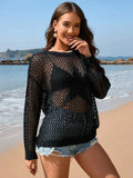 Women’s Openwork Beach Cover Ups Black / S