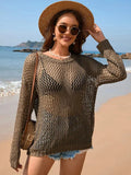 Women’s Openwork Beach Cover Ups Mocha / S