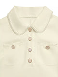 Peter Pan Collar Button-Front Tweed Mini Dress