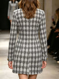 Plaid Tweed-Style Button-Front Mini Dress