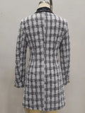 Plaid Tweed-Style Button-Front Mini Dress