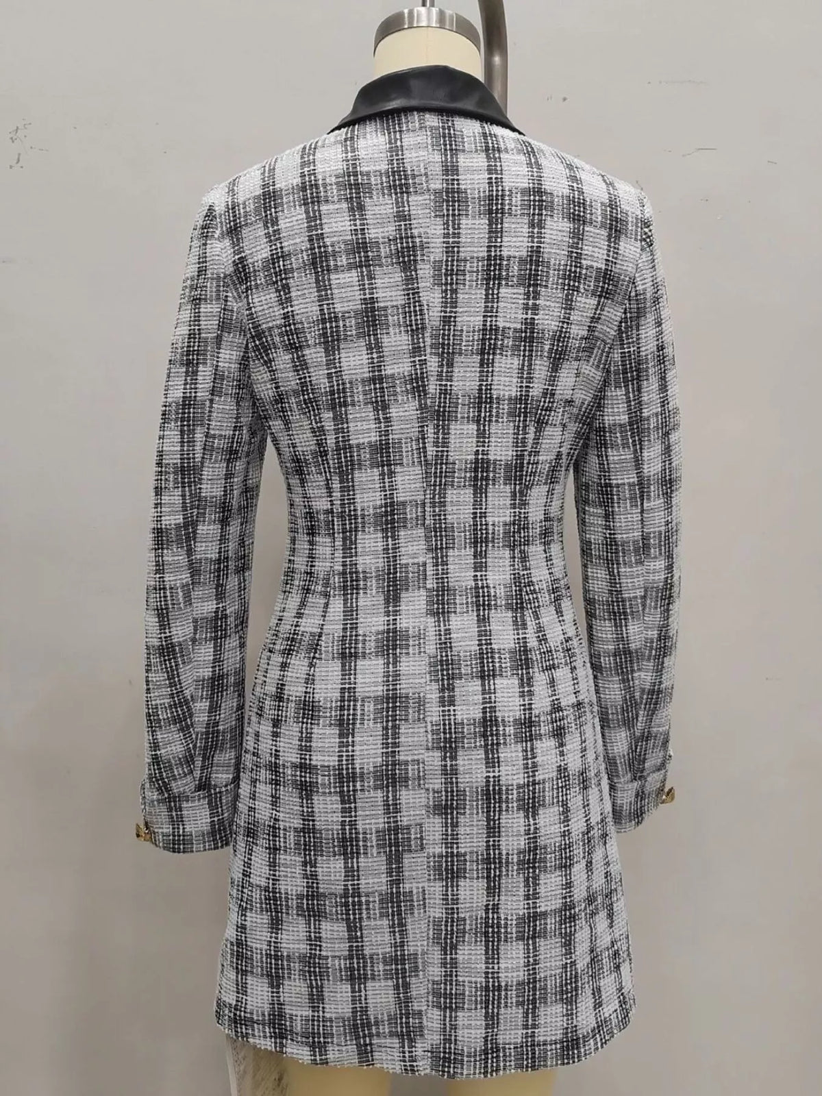 Plaid Tweed-Style Button-Front Mini Dress