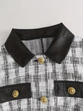 Plaid Tweed-Style Button-Front Mini Dress