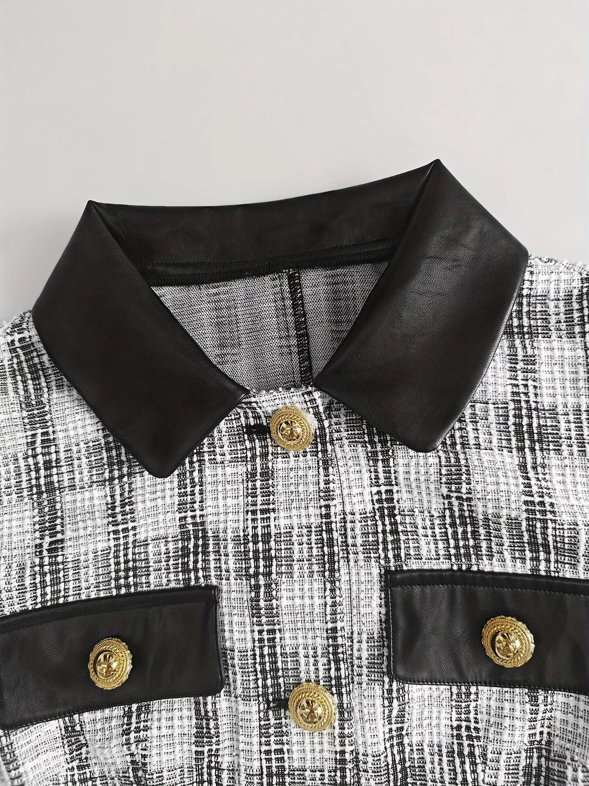 Plaid Tweed-Style Button-Front Mini Dress