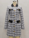 Plaid Tweed-Style Button-Front Mini Dress