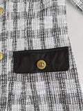 Plaid Tweed-Style Button-Front Mini Dress