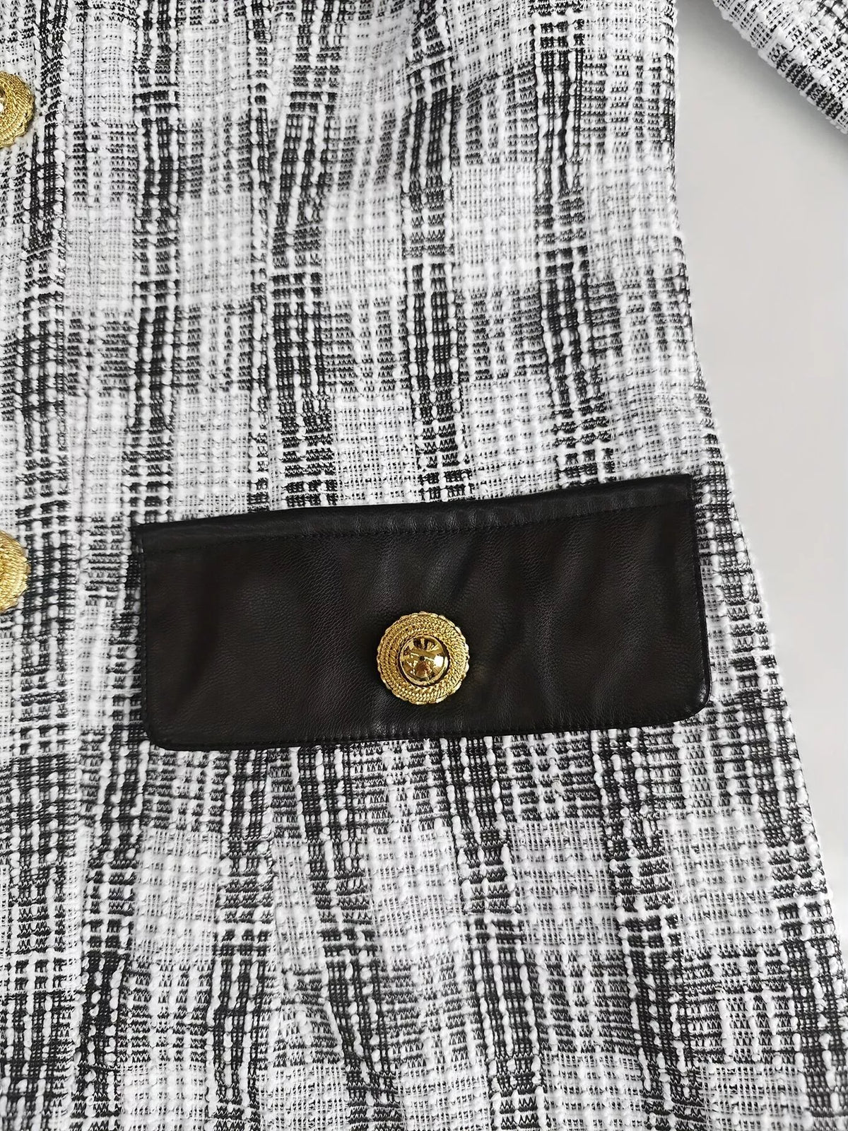 Plaid Tweed-Style Button-Front Mini Dress