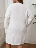 Plus-Size Cable-Knit Bow Sweater Dress