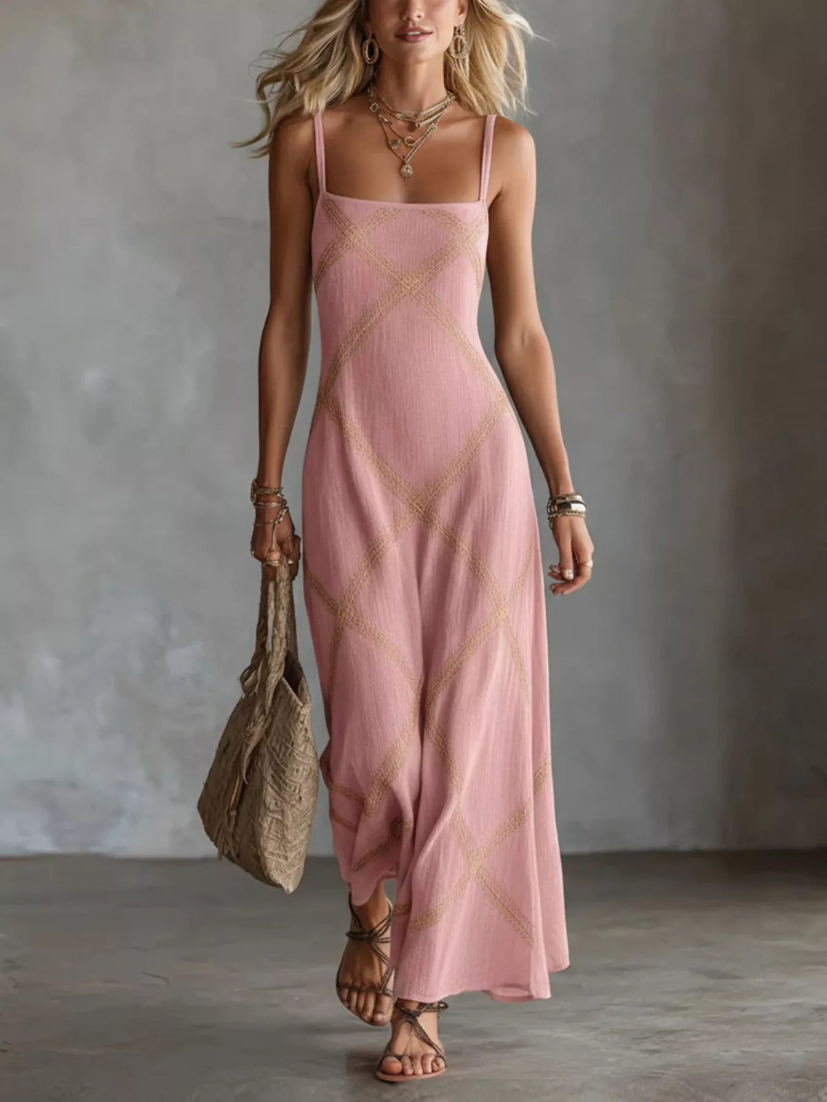 Plus Size Square Neck Maxi Dress