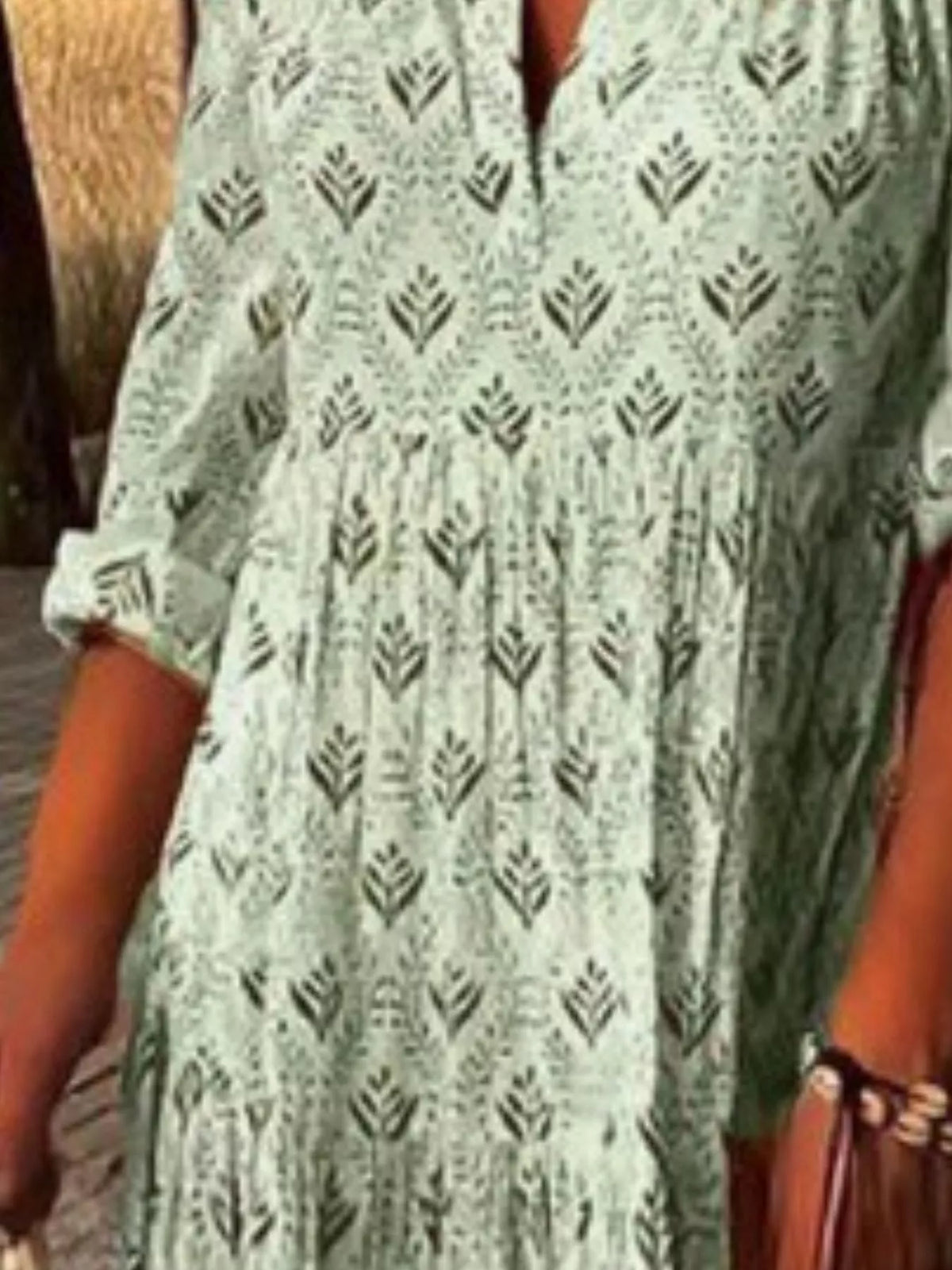 Printed Notched-Neck Tiered Maxi Dress