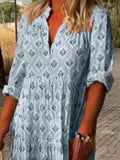 Printed Notched-Neck Tiered Maxi Dress