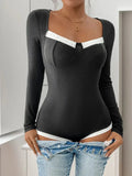 Women’s Ribbed Long Sleeve Bodysuit Black / S