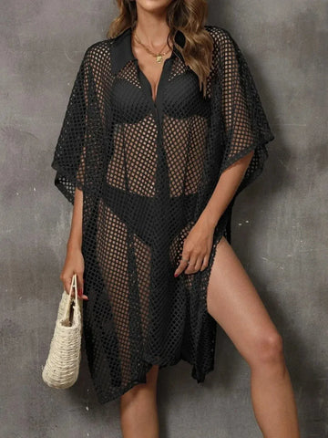 Women’s Sheer Beach Cover Ups Black / One Size