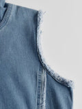 Sleeveless Hooded Denim Maxi Dress