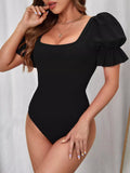 Square Neck Puff Sleeve Bodysuit