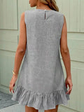 Sleeveless Striped Ruffle Hem Mini Dress
