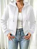 Textured Hooded Zip-Up Jacket White / S