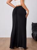 Twist-Front Slit Bodycon Maxi Skirt