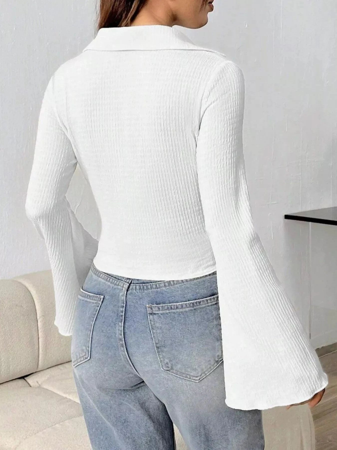 Women tops Button Up Flare Sleeve Shirt Button Up Flare Sleeve Shirt
