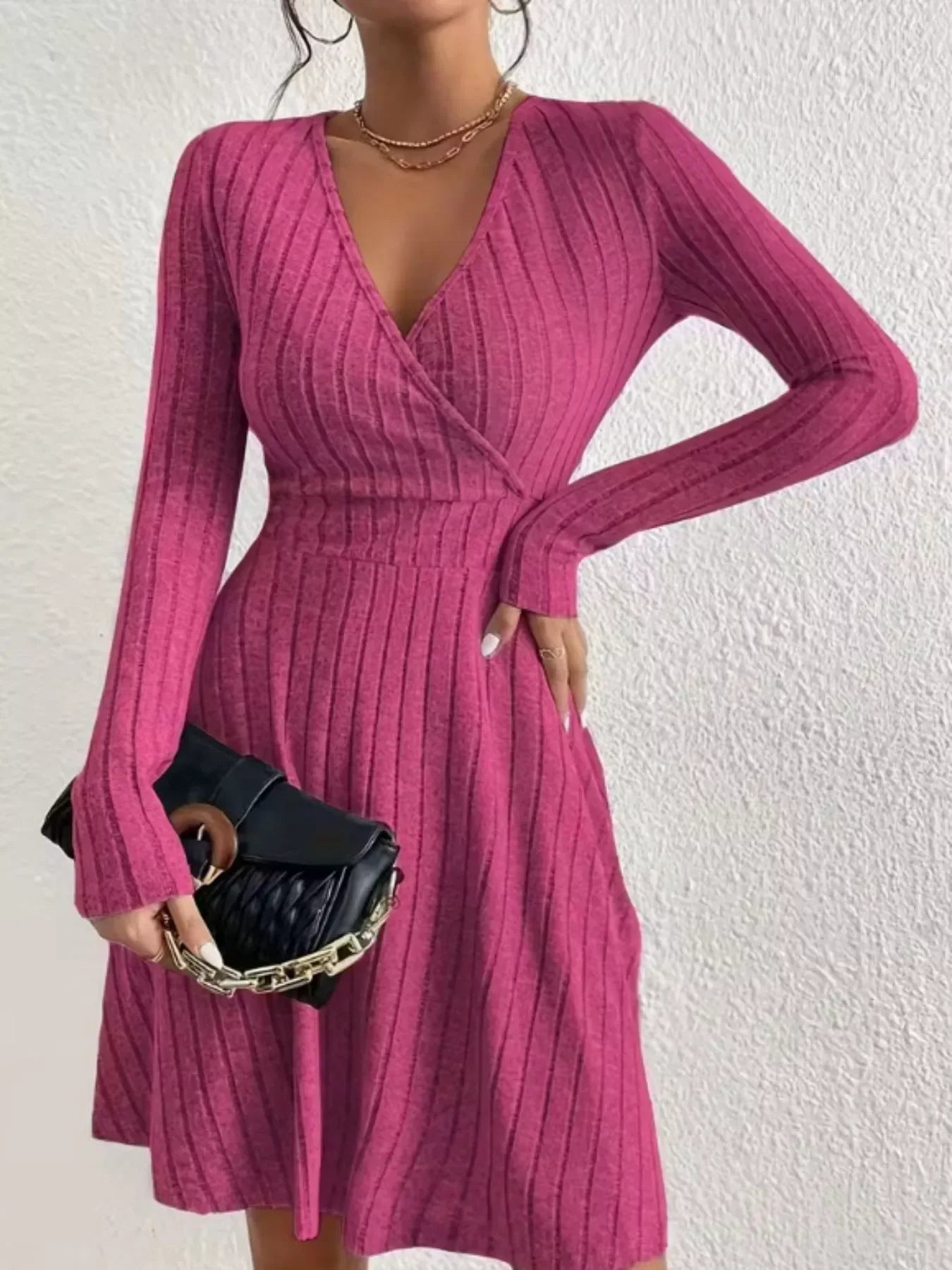 Wrap Mini Dress Fuchsia Pink / S
