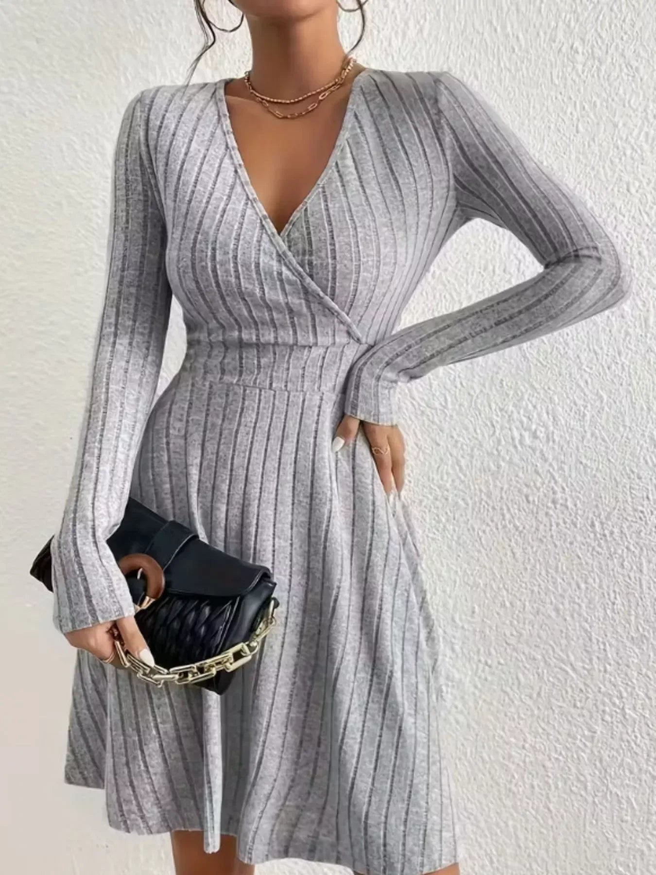 Wrap Mini Dress Light Gray / S