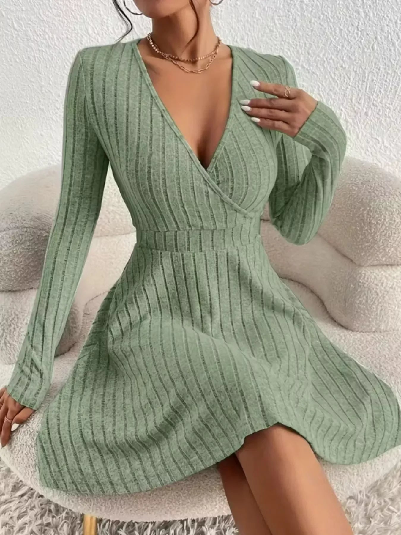 Wrap Mini Dress Sage / S