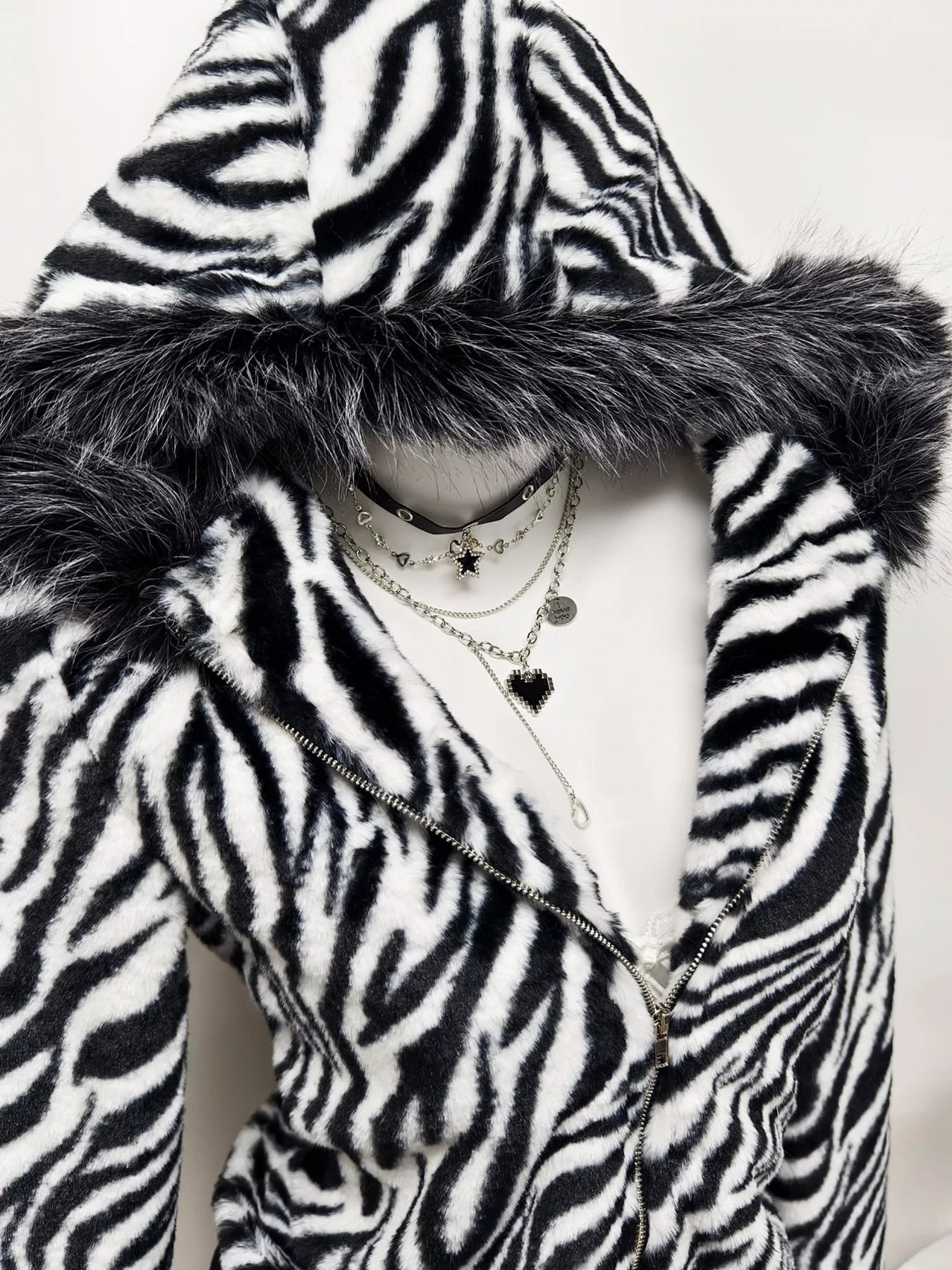 Zebra Faux Fur Jacket